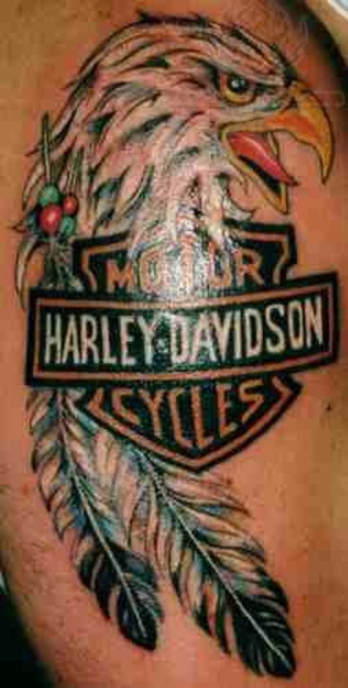 Harley Davidson Eagle Feather Tattoo